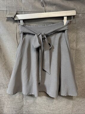 Black Tie-Waist Skater Skirt with shorts built in